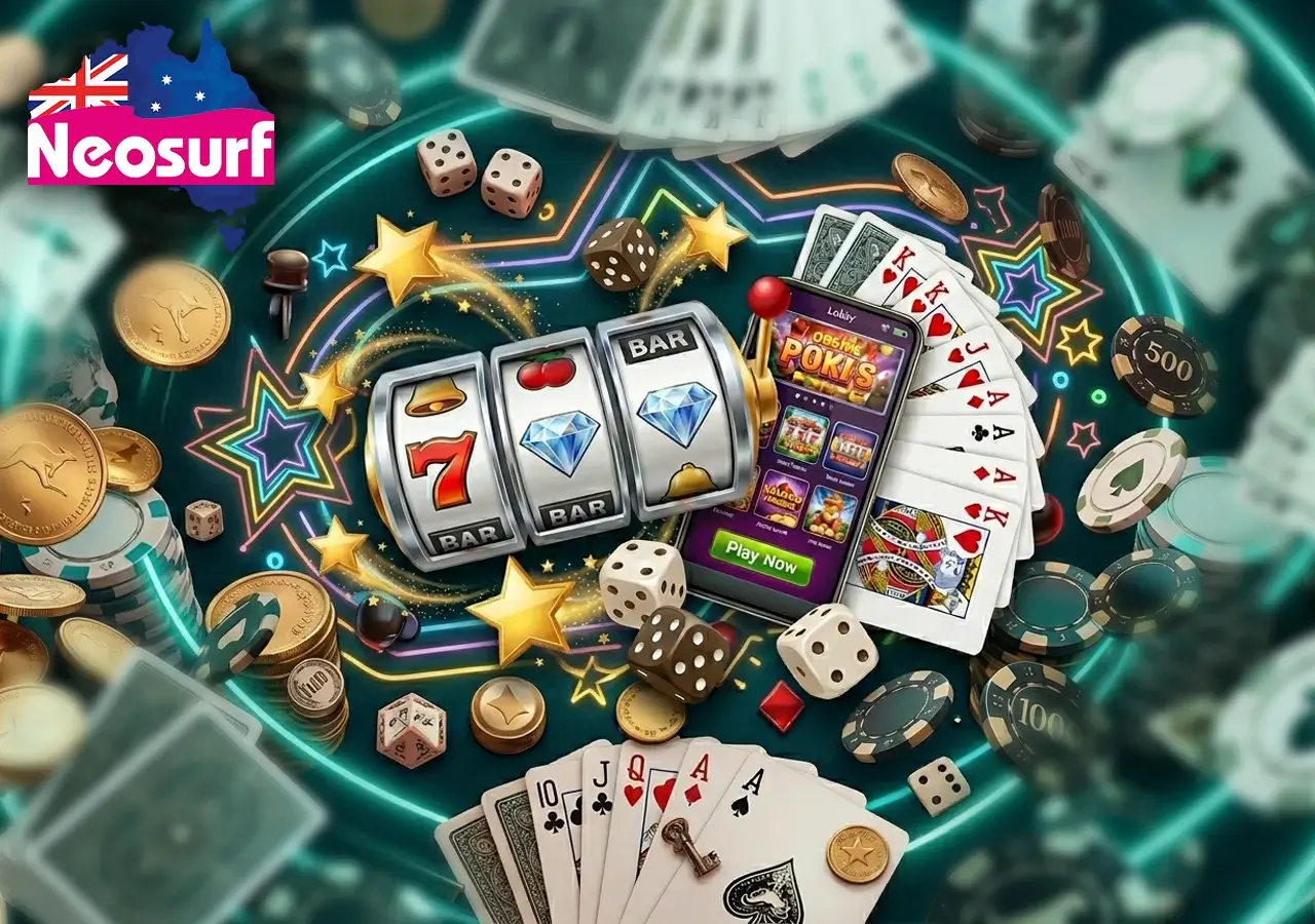 Popular multi-line virtual slot machines and classic card titles featured at modern Neosurf gaming lobbies.